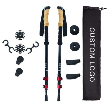 Carbon Trekking pole Mountain Tech Trekking Poles Aluminum Hiking Walking Sticks with Adjustable Locks 