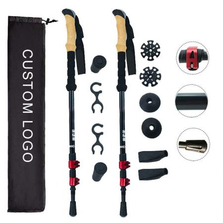 Carbon Trekking pole Mountain Tech Trekking Poles Aluminum Hiking Walking Sticks with Adjustable Locks 