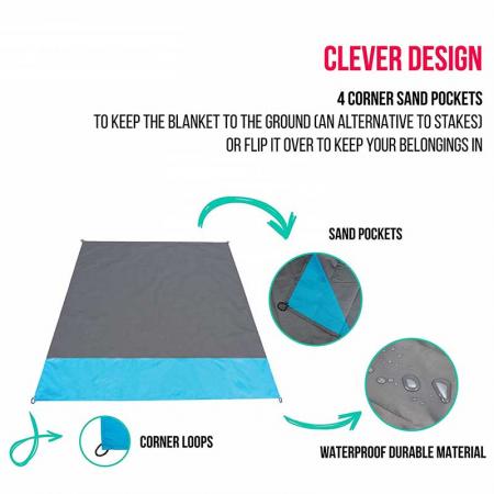 Picnic Mat Waterproof Outdoor Sand Free Beach Blanket Great as a Waterproof Blanket Yoga Picnic Blanket and as Camping Accessories 