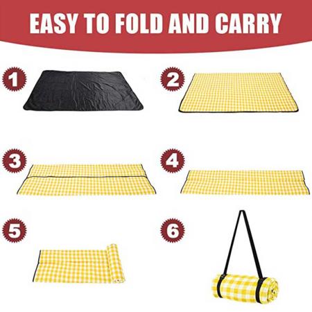 Foldable Picnic Blankets Extra Large Portable Beach Check Mat for Camping