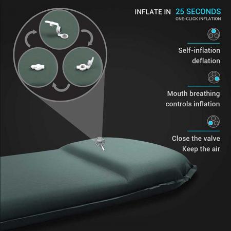Self Inflating Sleeping Pad No Pump or Lung Power Required Ideal For Backpacking and Camping 