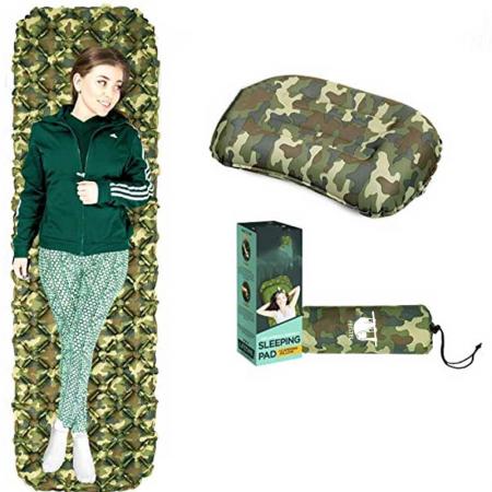 Amazon Hot Selling China Supplier Custom outdoor camping Sleeping Pad Mat with Pillow