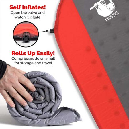 Premium Self Inflating Sleeping Pad Lightweight Foam Padding and Superior Insulation Great For Hiking Camping