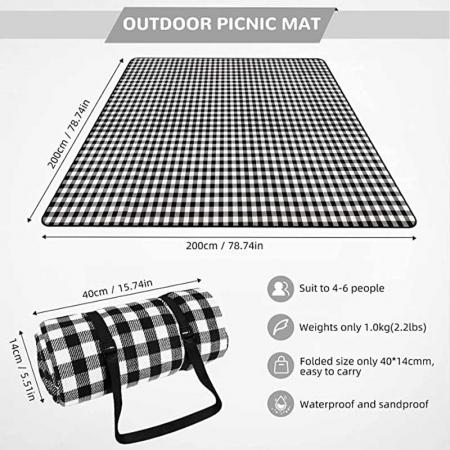 Large Portable Beach Check Mat for Camping Hiking Festivals 