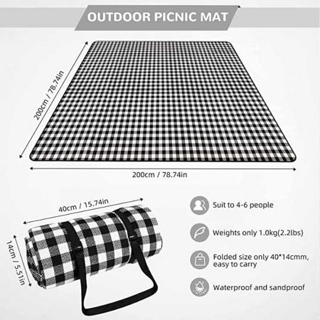 Large Portable Beach Check Mat for Camping Hiking Festivals