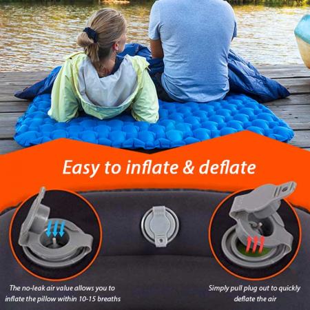 Ultralight Foot Pump Inflating Sleeping Mats With Pillow For Hiking Camping Travel