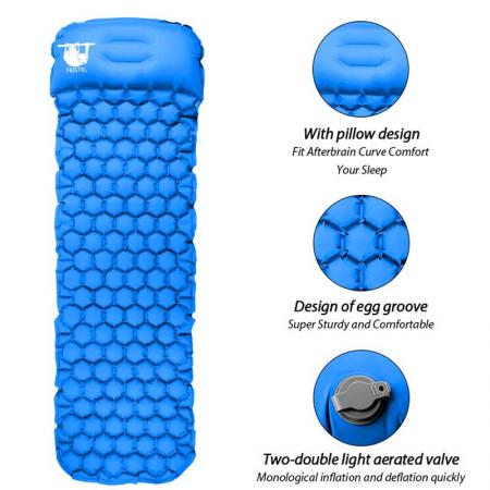 Ultralight Foot Pump Inflating Sleeping Mats With Pillow For Hiking Camping Travel