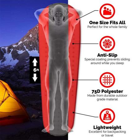 Premium Self Inflating Sleeping Pad Lightweight Foam Padding and Superior Insulation Great For Hiking Camping 