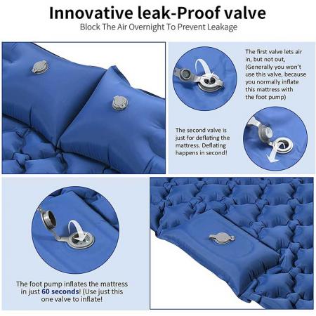 Amazon Hot Sell Outdoors Sleeping Mat Double Size Ultralight Camping Sleeping Pads With Pillow Air Mattress 