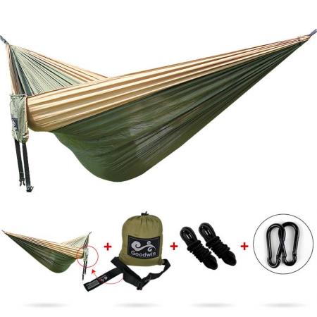 Double Camping Hammock Portable Hammock with 2 Tree Straps and 2 Carabiners 