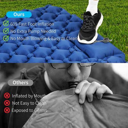 Amazon Hot Sell Outdoors Sleeping Mat Double Size Ultralight Camping Sleeping Pads With Pillow Air Mattress 