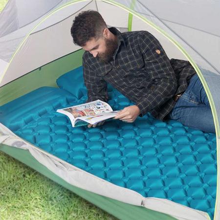 Amazon Hot Sell Outdoors Sleeping Mat Double Size Ultralight Camping Sleeping Pads With Pillow Air Mattress 