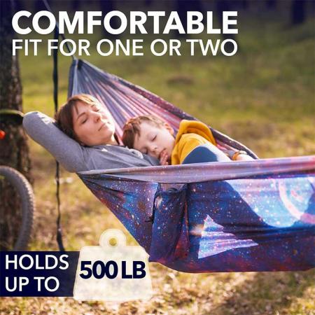 Double Hammock 2 Person Soft Canvas Cotton Fabric Hammock Portable Hammock with Traval Bag Hammock Straps 