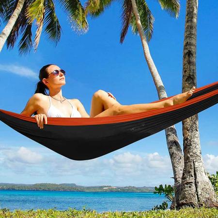 Foldable Hammock Camping Nylon Hammock with Tree Straps and Carabiners for Outdoor 