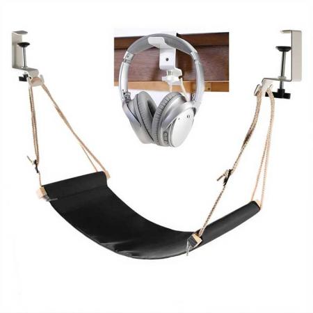 Under Desk Foot Hammock Portable Desk Feet Hammock with Headphones Holder 