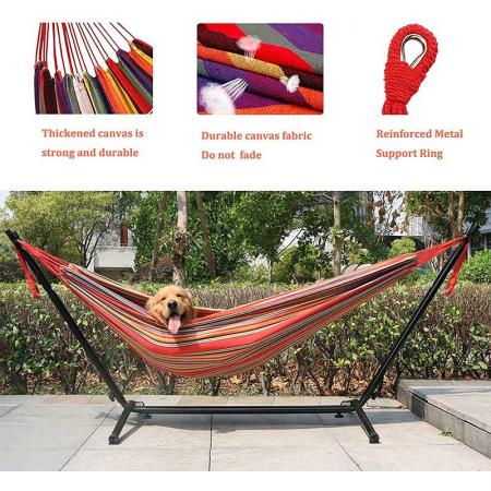 Swing Hammock Double Hammock with Space Saving Steel Stand Portable Nylon Hammock for Backpacking Travel 