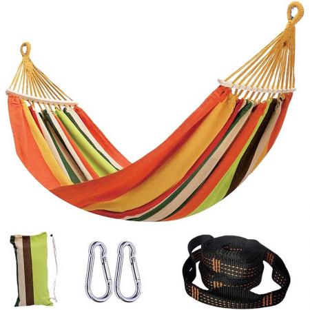 Extra Large Hammock Hangmat Portable Double Hammock with Antirolling Stick and Carrying Bag 