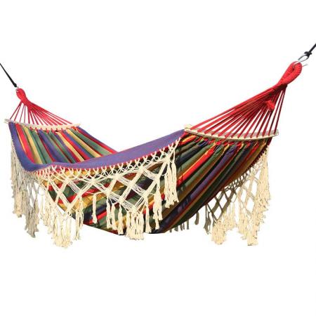 Outdoor Garden Camping Swing Canvas Stripe Hang Hammock 