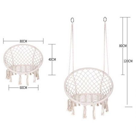 Max 330 Lbs Macrame Swing Hammock Chair with Cushion and Hanging Hardware Kits 