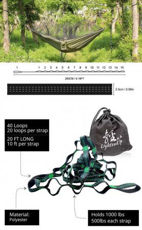 Camping Hammock Accessories Tree Straps with Carabiners