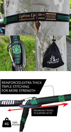 Camping Hammock Accessories Tree Straps with Carabiners 