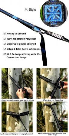 Camping Hammock Accessories Tree Straps with Carabiners