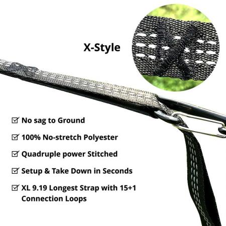 Two Extra Long 10ft Hammock Straps with Precision 
