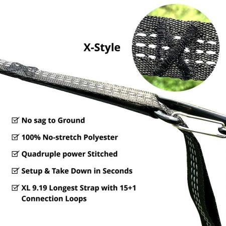 2200+ LBS Heavy Duty 32 Loops & 100% No Stretch Polyester Hammock Tree Straps 