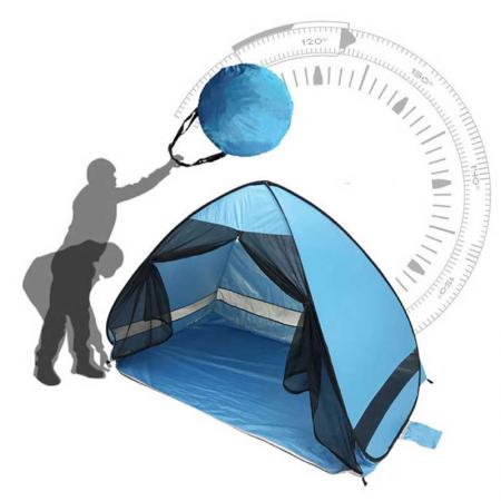 Easy Setup Beach Tent Anti-UV Beach Shade Shelter Beach Canopy Tent Sun Shade with3 Mesh Windows Fits 2-3 Person 