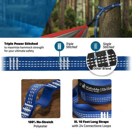 Hammock Straps XL 20 ft Long Combined 15+1Loops for Hammock Suspension System Kit 