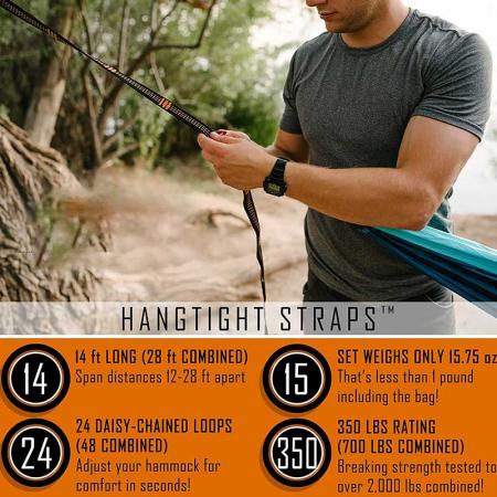 Hammock Tree Straps Lightweight 20FT Long 32 Adjustable Loops Total 