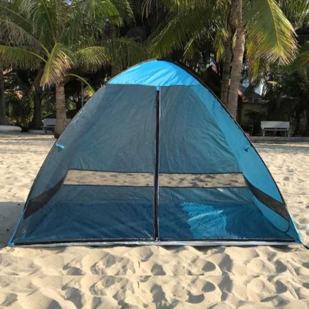 Easy Setup Beach Tent Anti-UV Beach Shade Shelter Beach Canopy Tent Sun Shade with3 Mesh Windows Fits 2-3 Person 