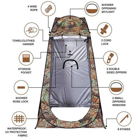 Shower Tent Privacy Tent Pop Up Shower Changing Toilet Tent with Carrying Bag for Outdoors Indoors 