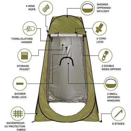 Pop Up Privacy Tent Camping Shower Tent Changing Dressing Room with Carry Bag for Outdoor Hiking 