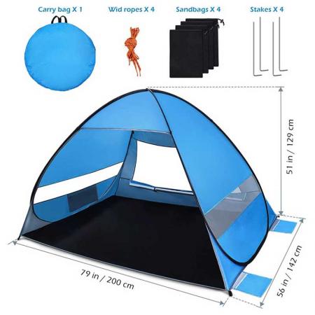 Beach Tent Lightweight Beach Sun Shade Canopy Cabana Beach Tents Fit 3-4 Person 