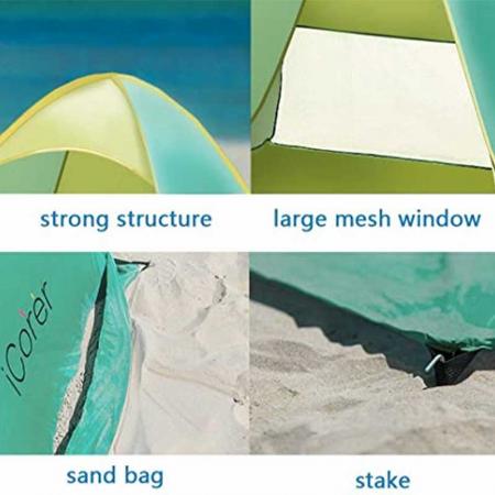 Pop Up Beach Tent UPF 50+ Protection Pop Up Beach Shade Sun Shelter 