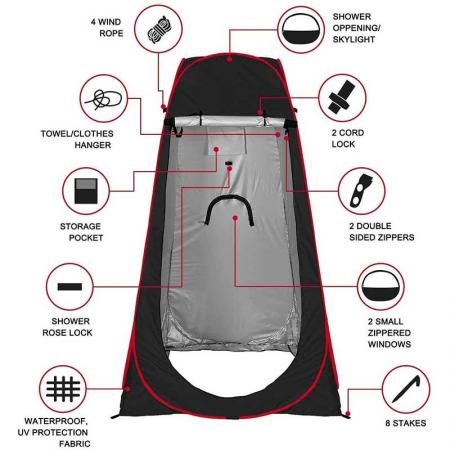 Privacy Shower Tent Portable Outdoor Sun Shelter Camp Toilet Changing Dressing Room 