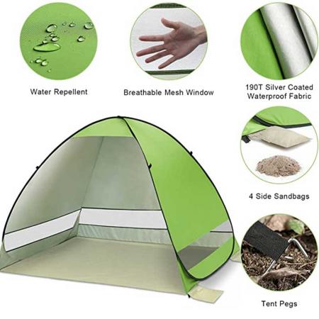 Wholesale Outdoor Folding Sun Shelter Fiberglass Big Beach Canopy Curtain Tent 