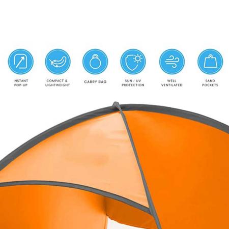 Anti-UV Beach Shade Shelter Beach Canopy Tent Sun Shade with Extended Floor 