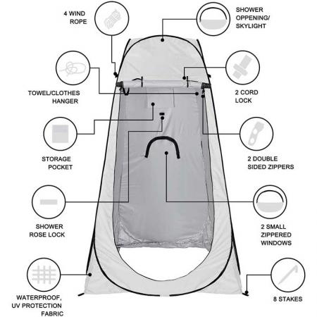 Shower Tent Privacy Tent Camping Portable Toilet Tent Outdoor Camp Bathroom Changing Dressing Room Double Shower Tent 