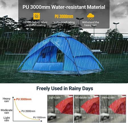 Waterproof 3-4 Person Automatic Family Portable Camping Tents For Outdoor Hiking 