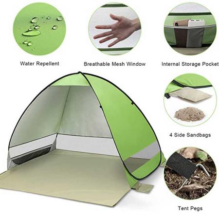 Pop Up Beach Tent for 1-3 Person Rated UPF 50+ for UV Sun Protection 