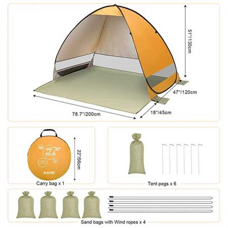 portable Pop Up Beach Tent Includes Carry Travel Bag & Tent Pegs 