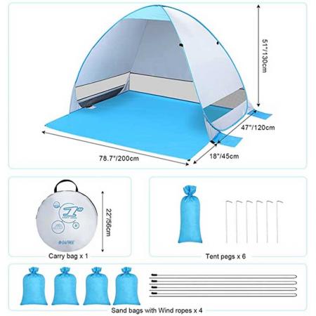 UPF 50+ folding portable beach tent with UV Sun Protection 