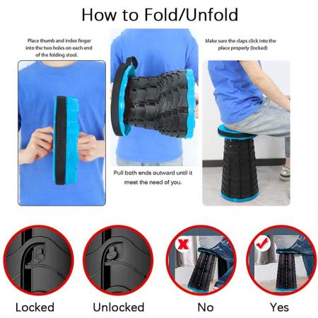 Hot Selling Plastic Adjustable Retractable Outdoor Convenient Stool Pure Color Folding Camping Fish Telescopic Stool