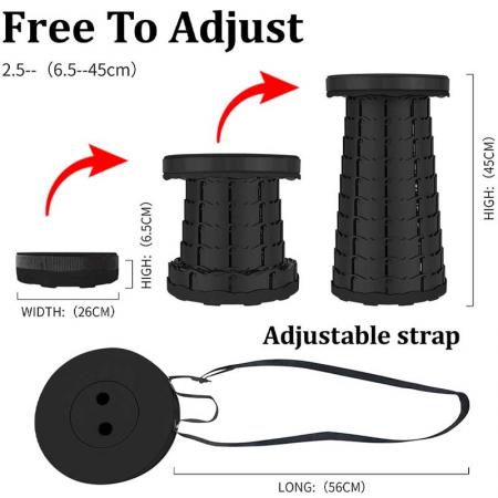 Portable Folding Telescoping Stool, Incredible Collapsible Retractable Lightweight Adjustable Camping Stool