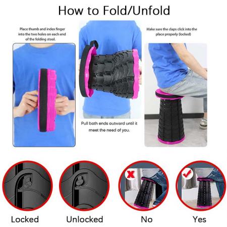 Telescopic Round Portable Retractable Plastic Camping Gardening Folding Stool Retractable stool 