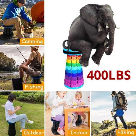 Retractable Stool Lightweight Telescopic Stool Yet More Sturdy Foldable Stool with Load Capacity 400lbs for Adults Outdoor