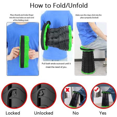 Telescopic Stools Sturdy Portable Light weight Plastic Stool for Outdoor Travel Camping 