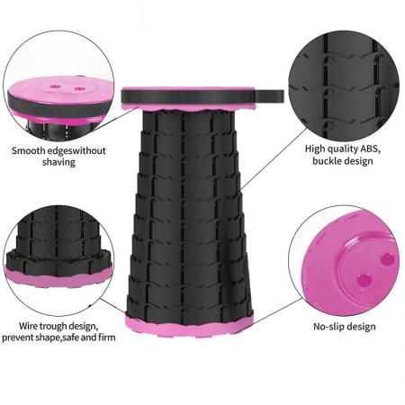 Telescopic Round Portable Retractable Plastic Camping Gardening Folding Stool Retractable stool 